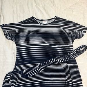 LuLaRoe Marley Dress Size XL Navy and White Horizontal Stripes